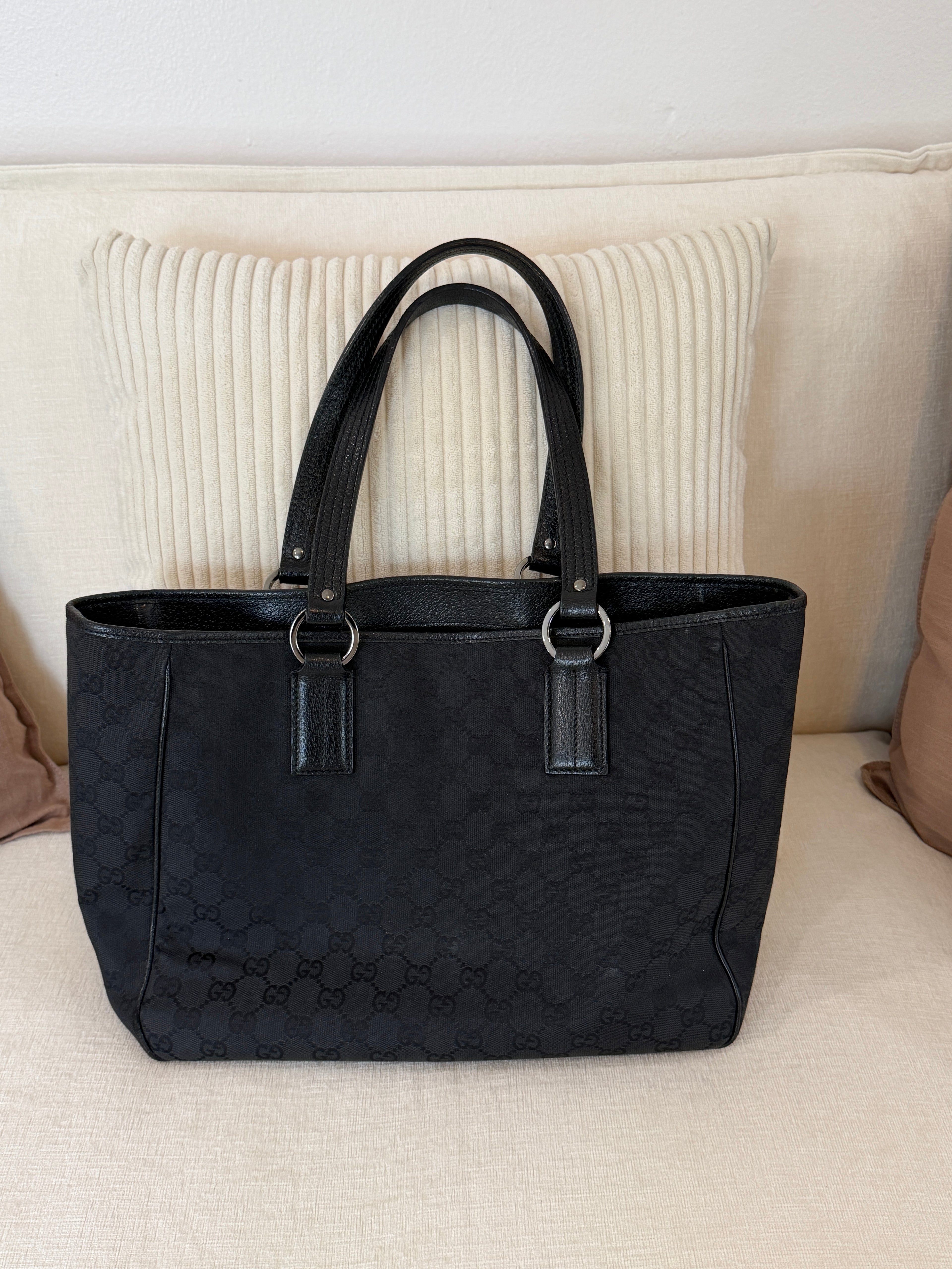 Gucci Black GG Canvas Tote Bag