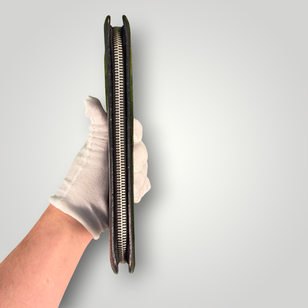 Saint Laurent Pre-Loved Crocodile Embossed Long Wallet Zip Around