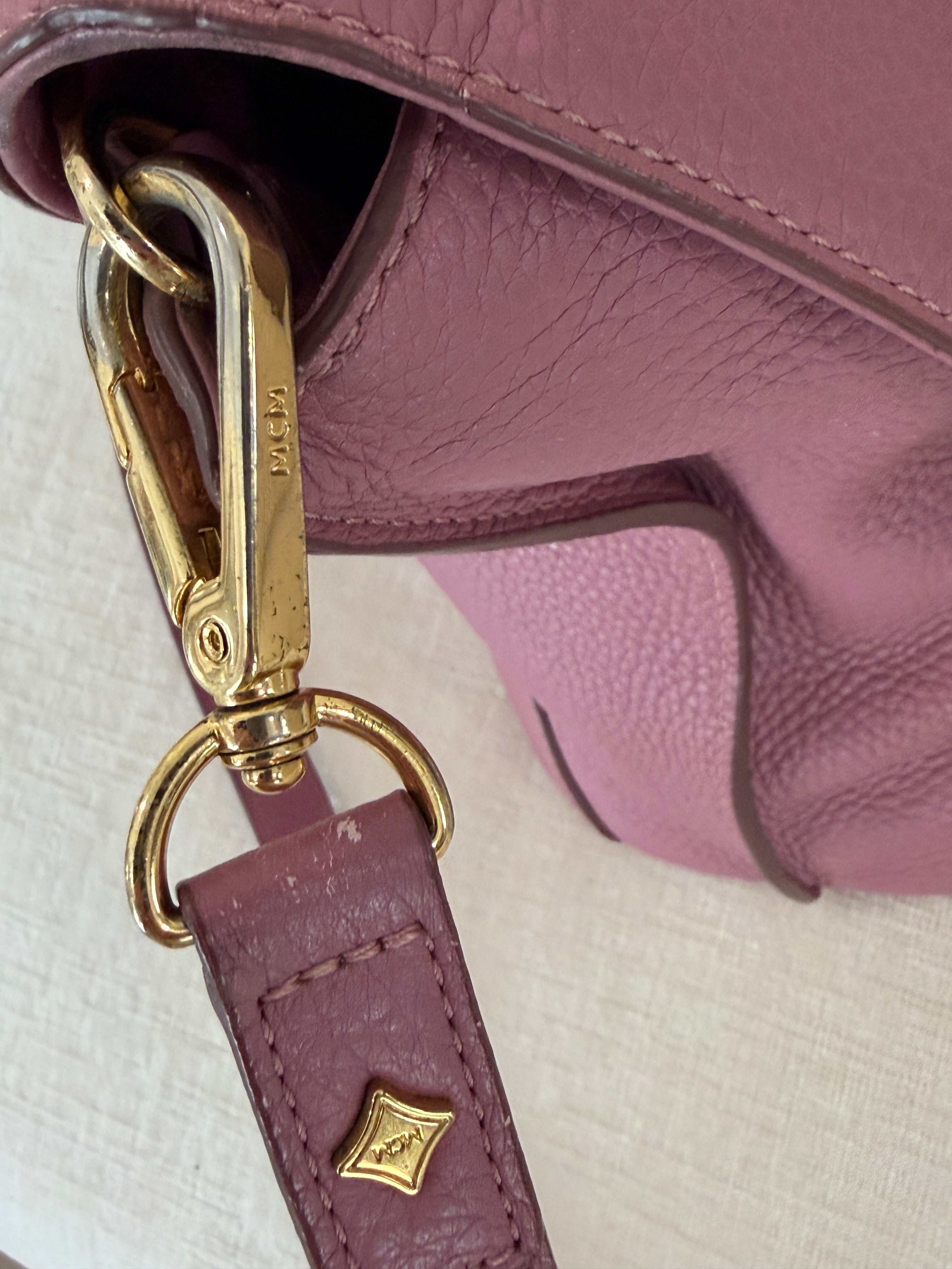 MCM Soft Pink Leather Top Handle Crossbody Bag