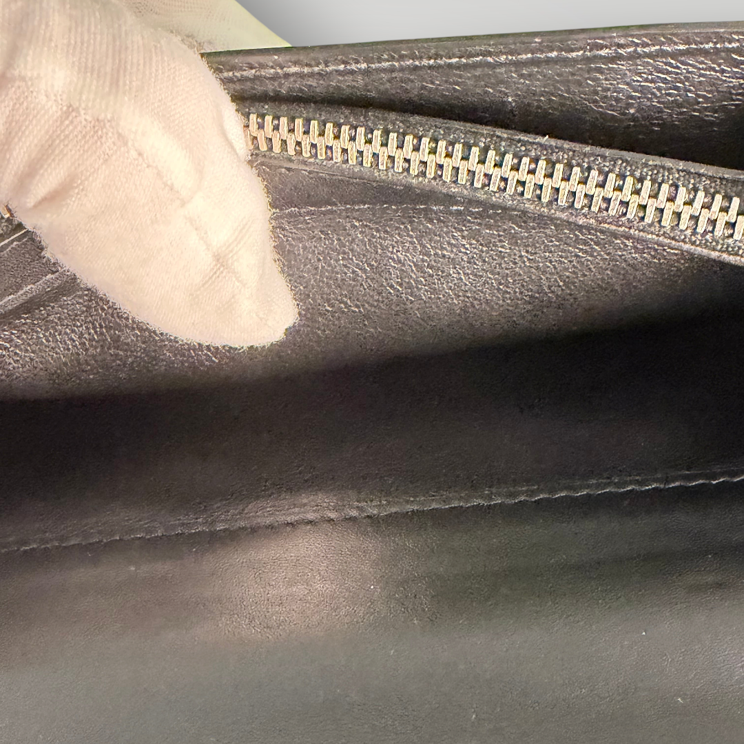 Saint Laurent Pre-Loved Crocodile Embossed Long Wallet Zip Around