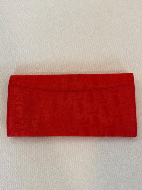 Christian Dior Red Jacquard Long Wallet