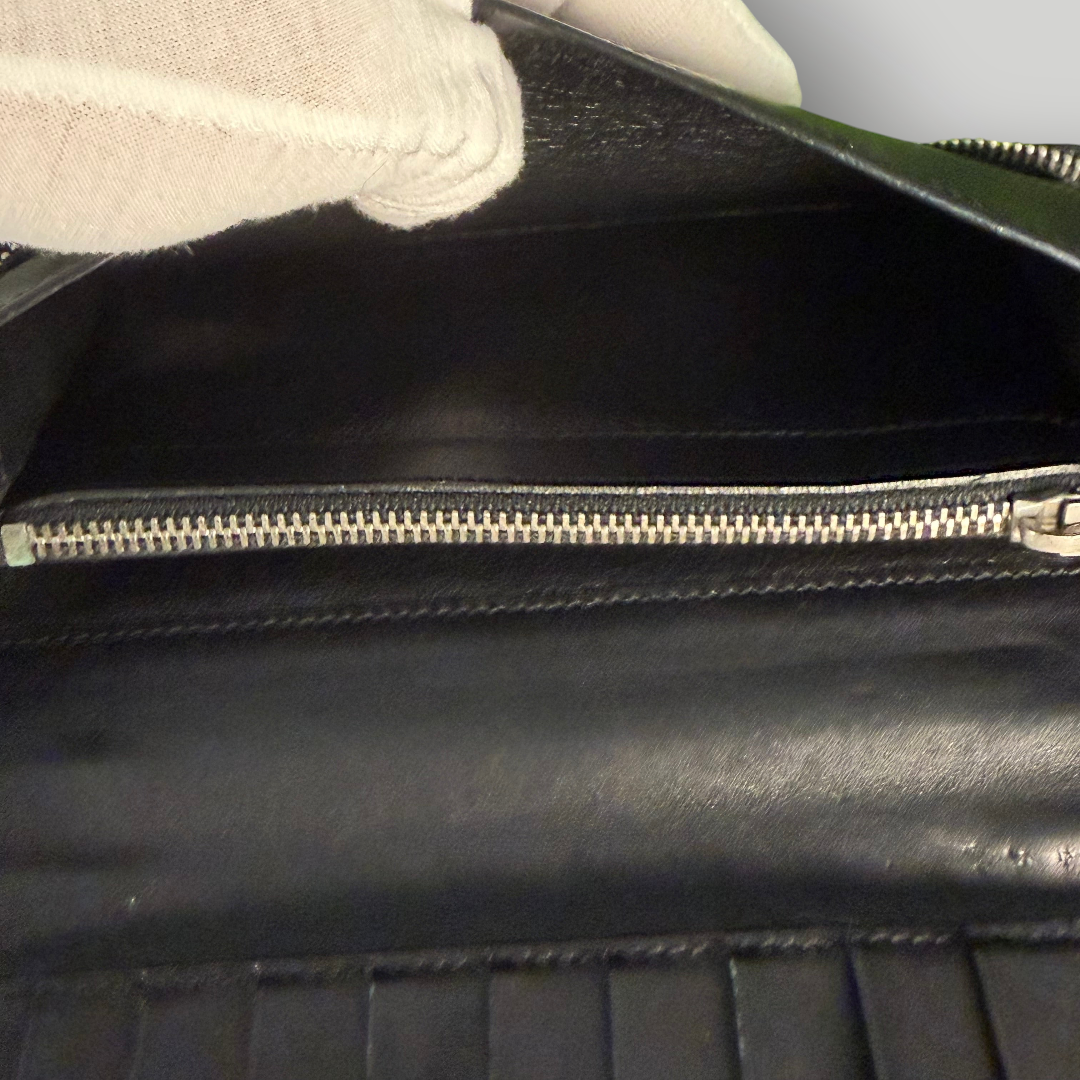 Saint Laurent Pre-Loved Crocodile Embossed Long Wallet Zip Around