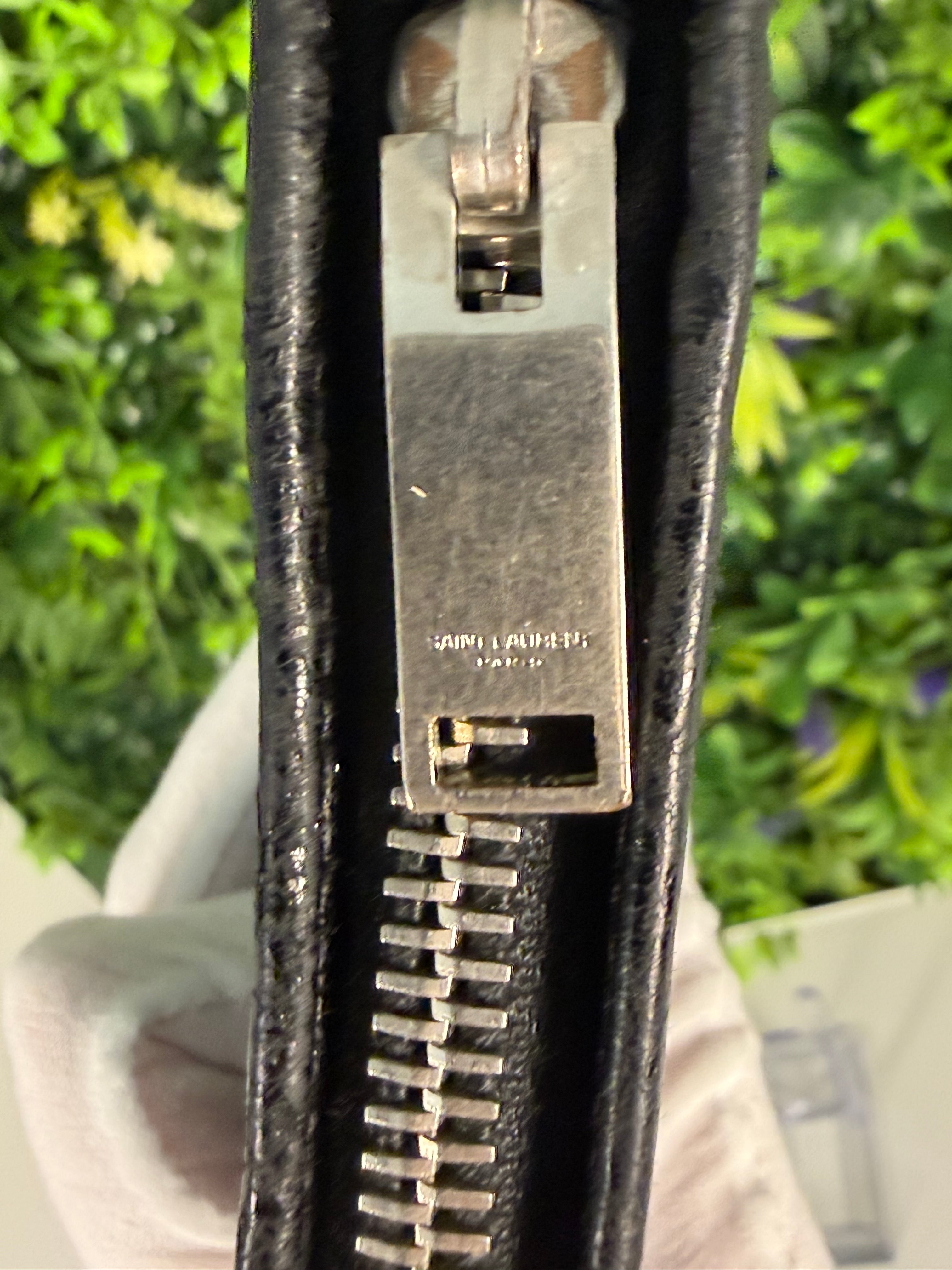 Saint Laurent Pre-Loved Crocodile Embossed Long Wallet Zip Around