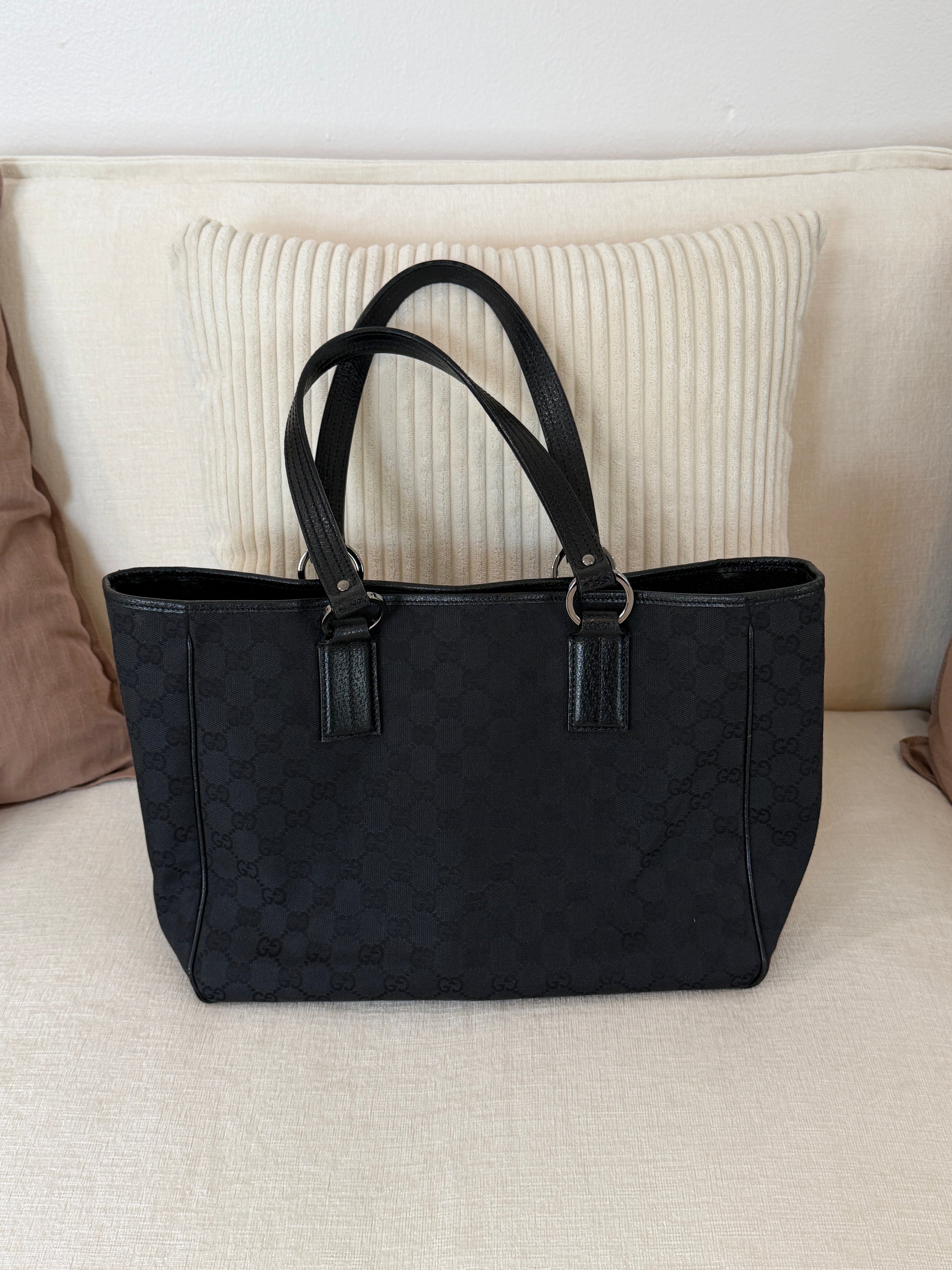 Gucci Black GG Canvas Tote Bag