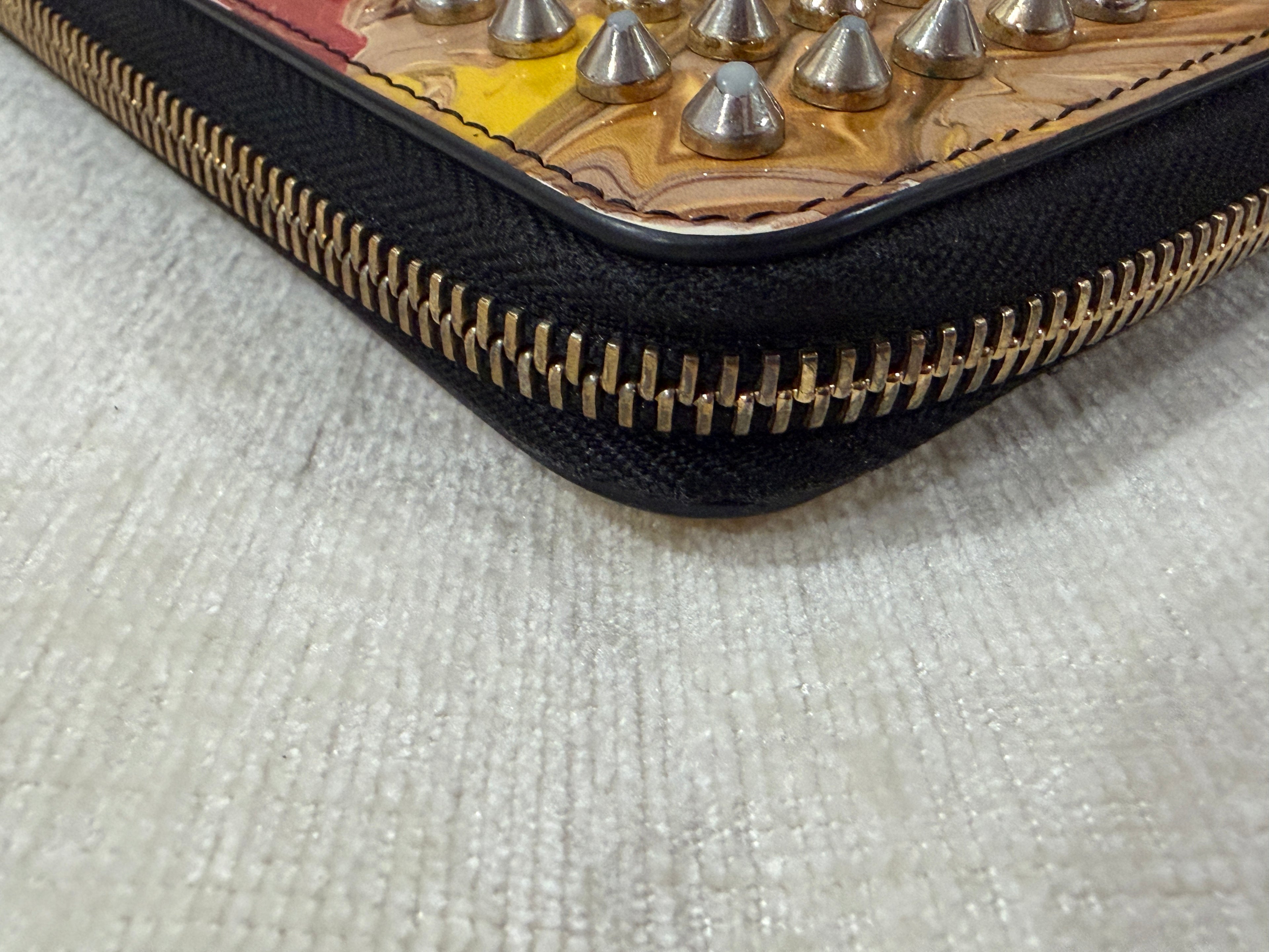 Christian Louboutin M Panettone Wallet Multicolor Patent Leather & Spikes