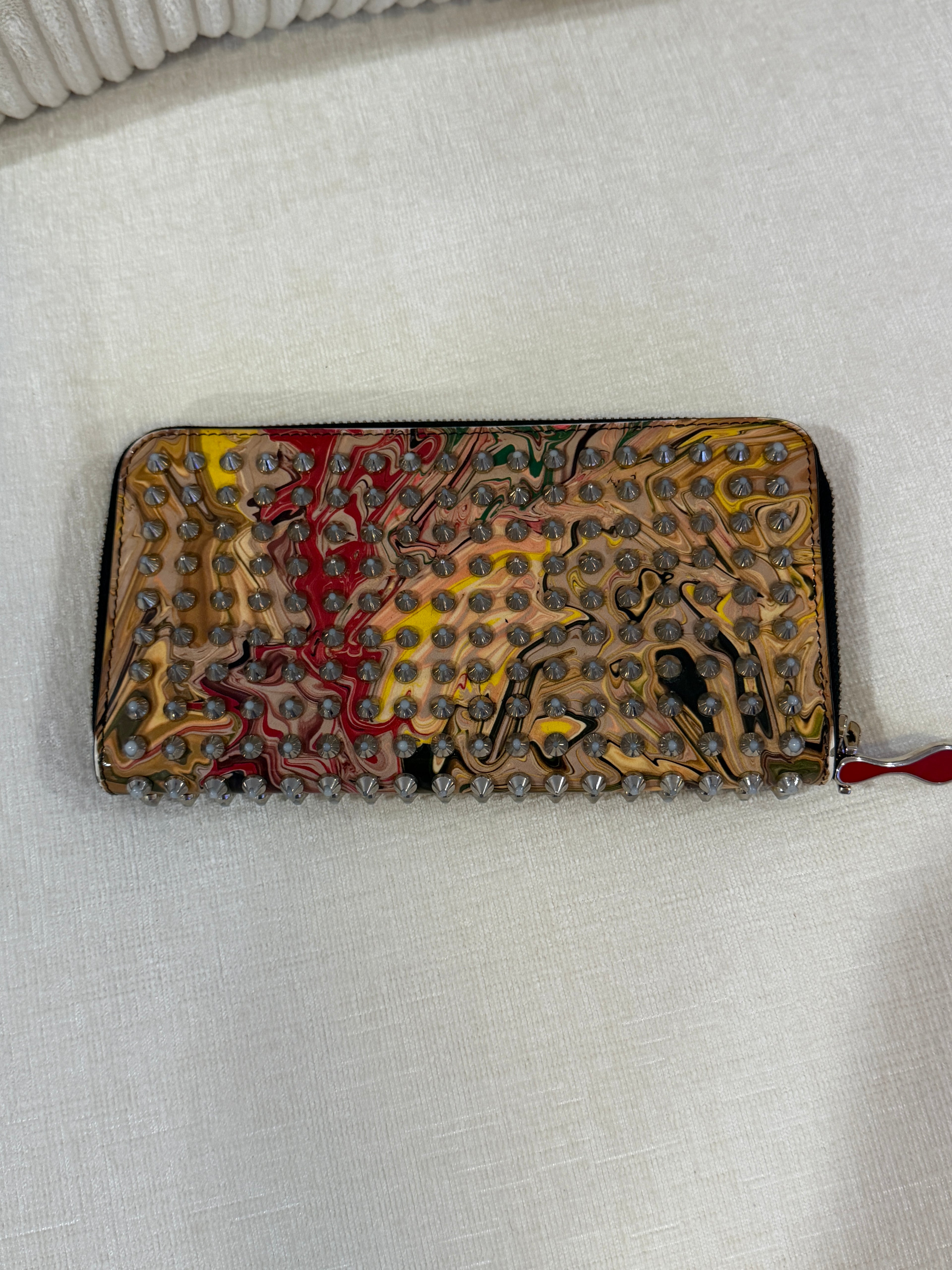 Christian Louboutin M Panettone Wallet Multicolor Patent Leather & Spikes