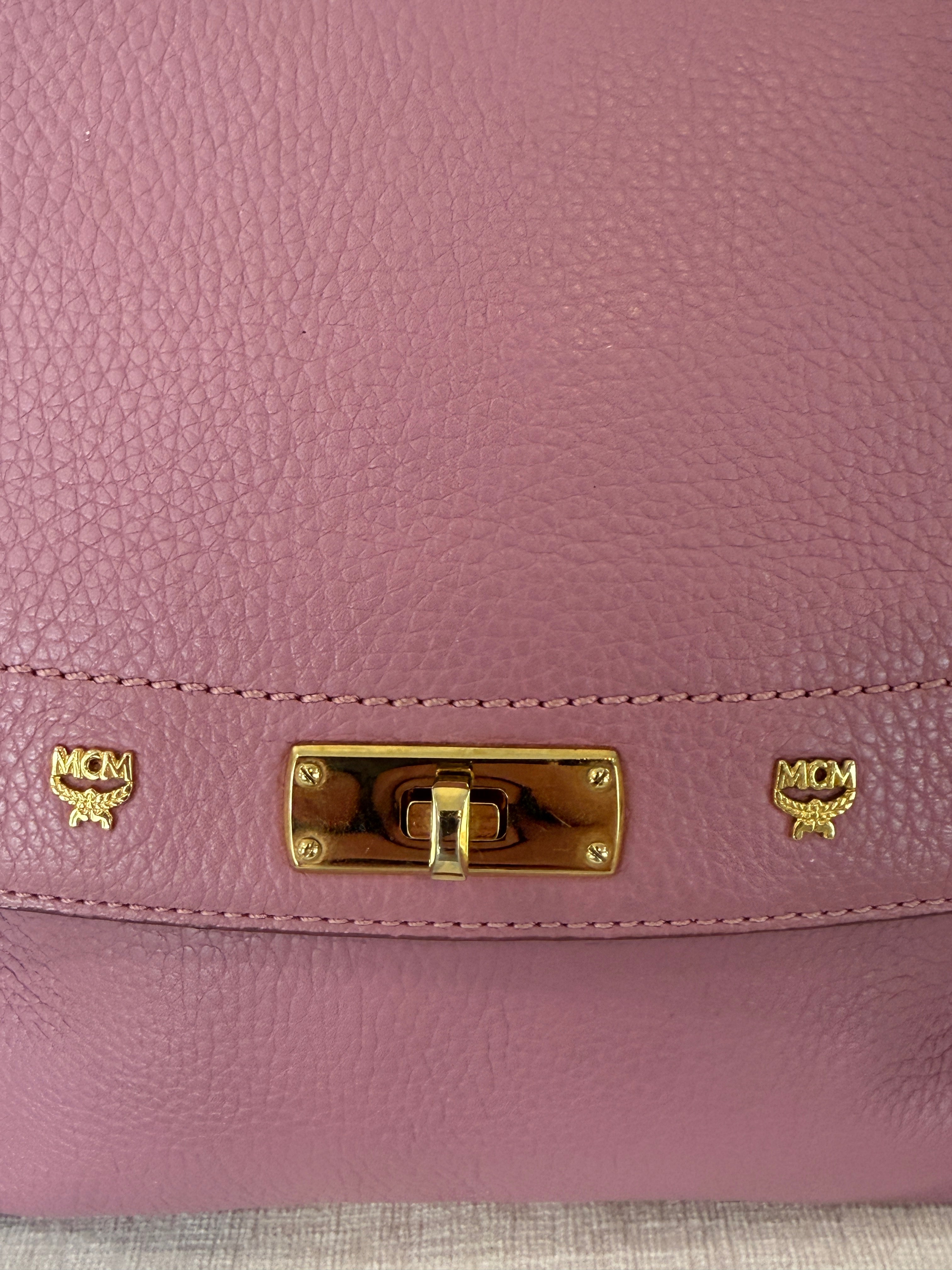 MCM Soft Pink Leather Top Handle Crossbody Bag