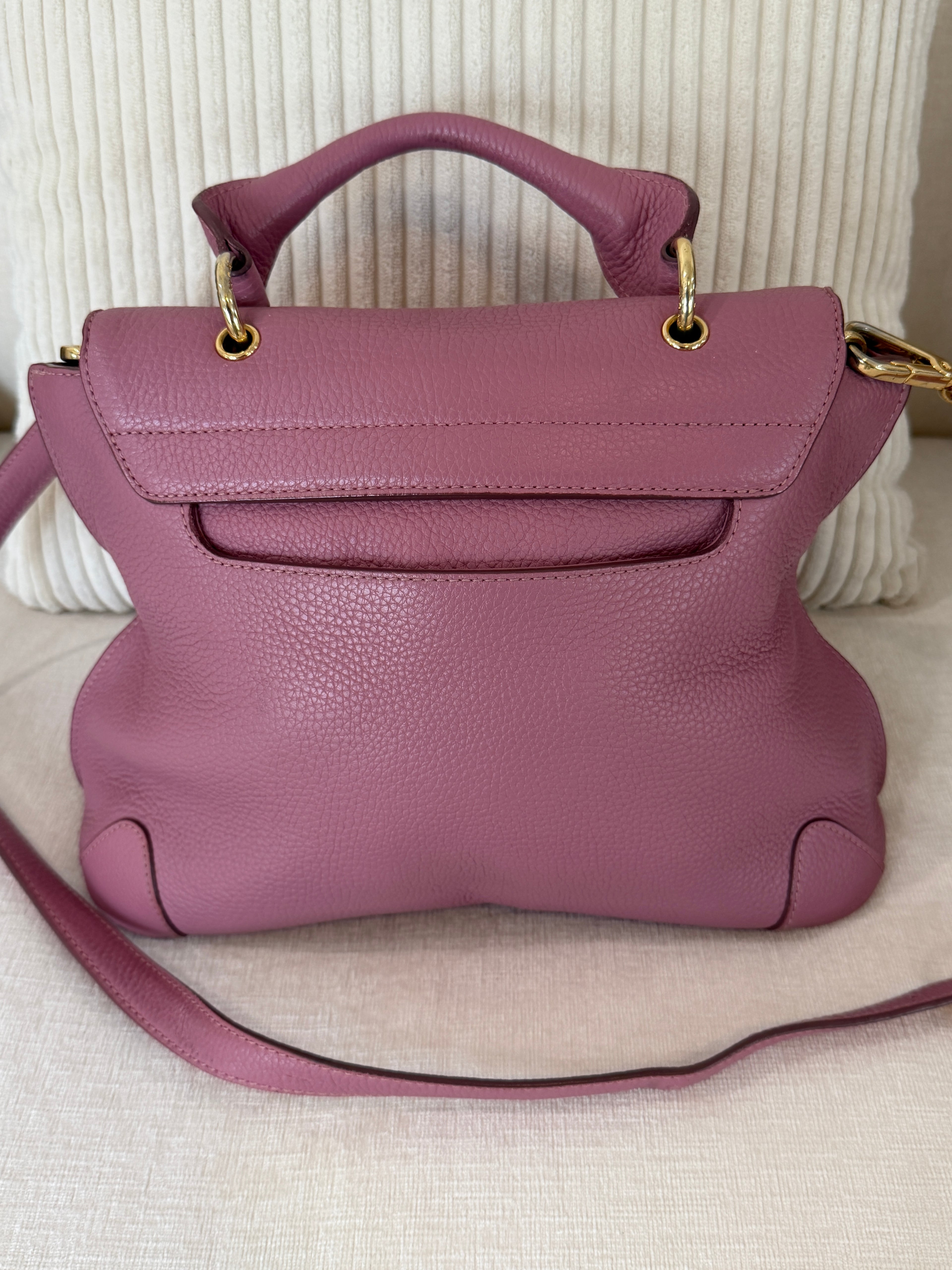 MCM Soft Pink Leather Top Handle Crossbody Bag