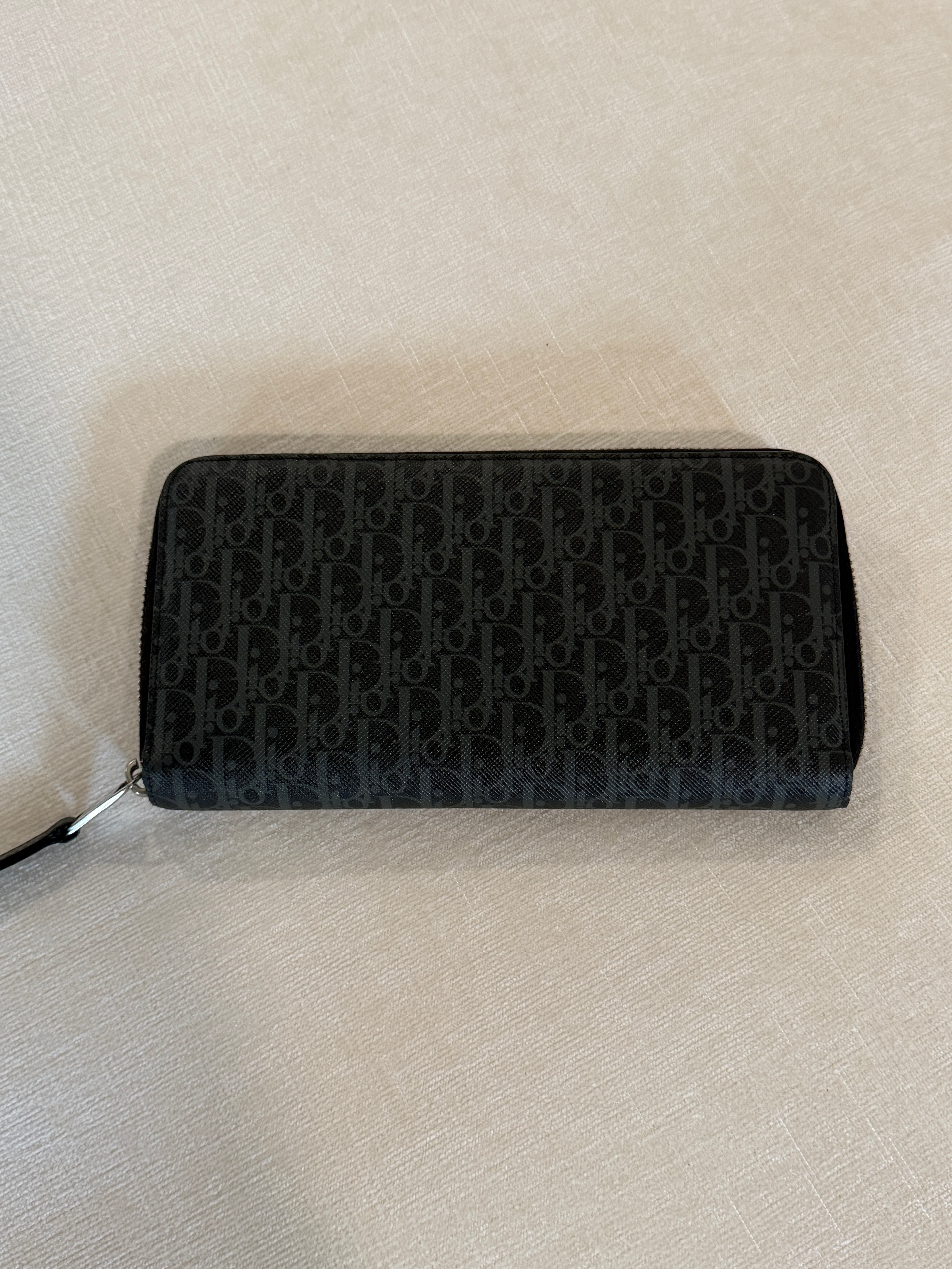 Dior Homme Black Monogram Zip Around Wallet