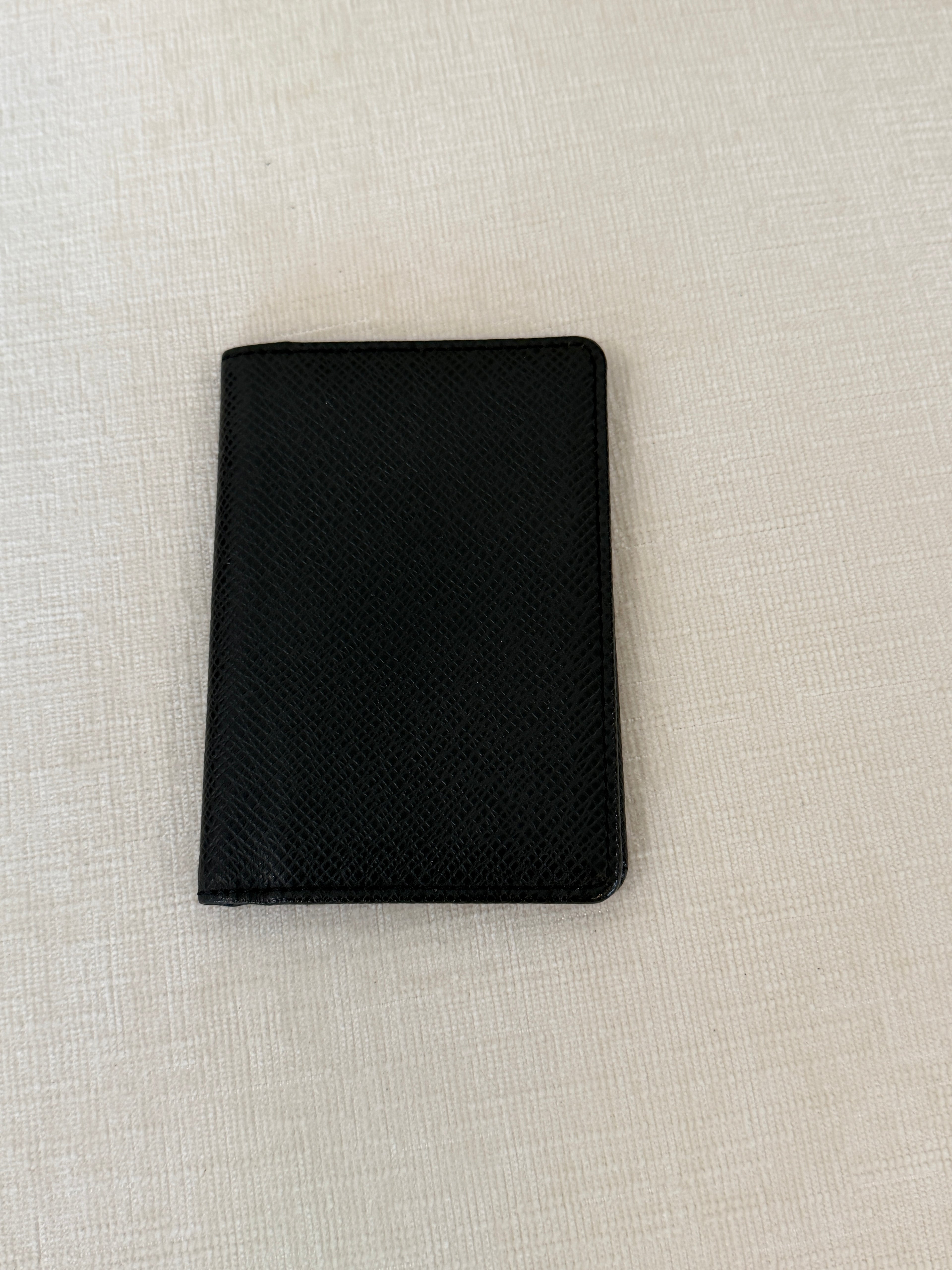 Louis Vuitton Taiga Leather Card Holder / Compact Wallet (Black)
