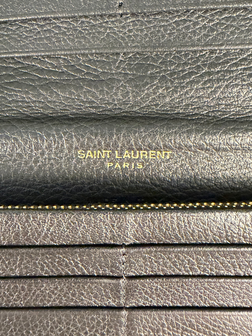 Saint Laurent Pre-Loved Cassandre Flat Wallet in Grained Leather