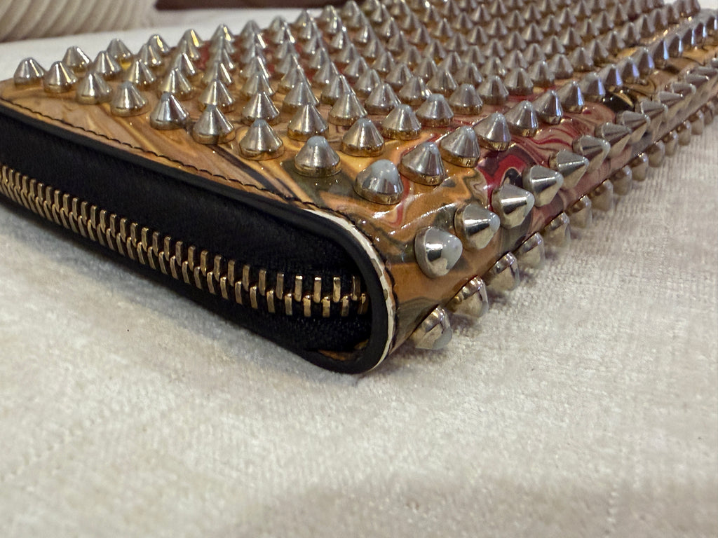 Christian Louboutin M Panettone Wallet Multicolor Patent Leather & Spikes