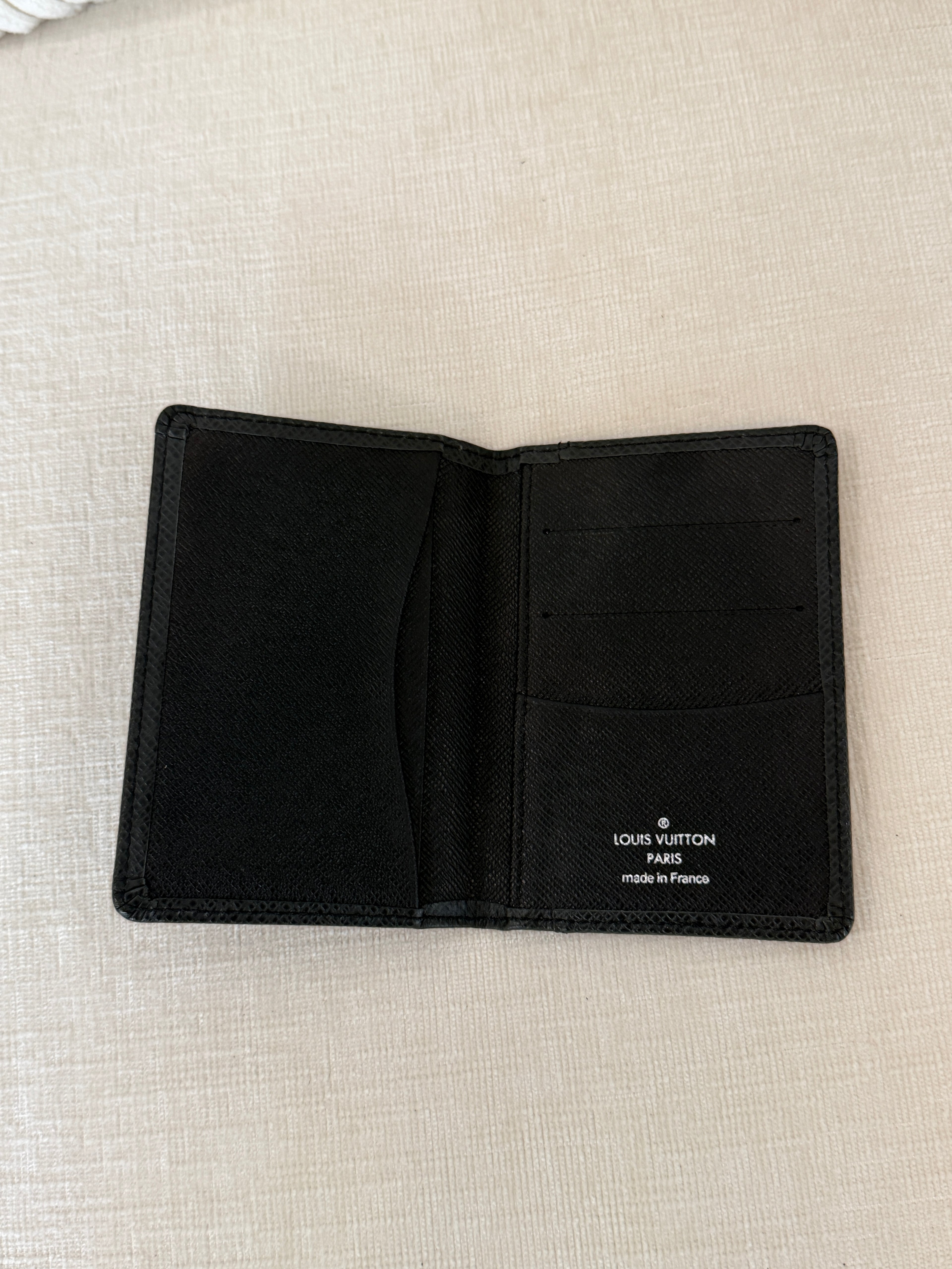 Louis Vuitton Taiga Leather Card Holder / Compact Wallet (Black)