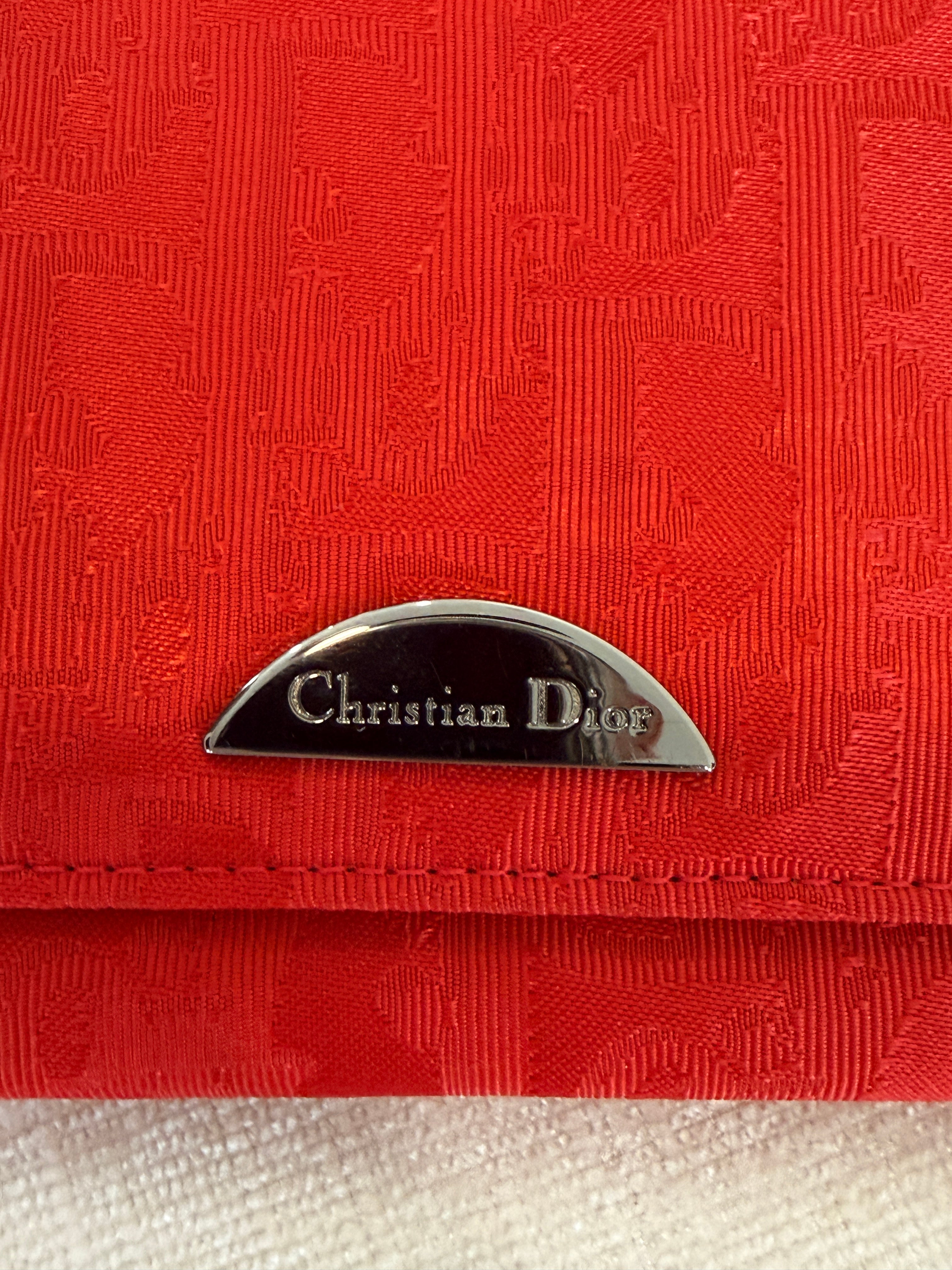 Christian Dior Red Jacquard Long Wallet