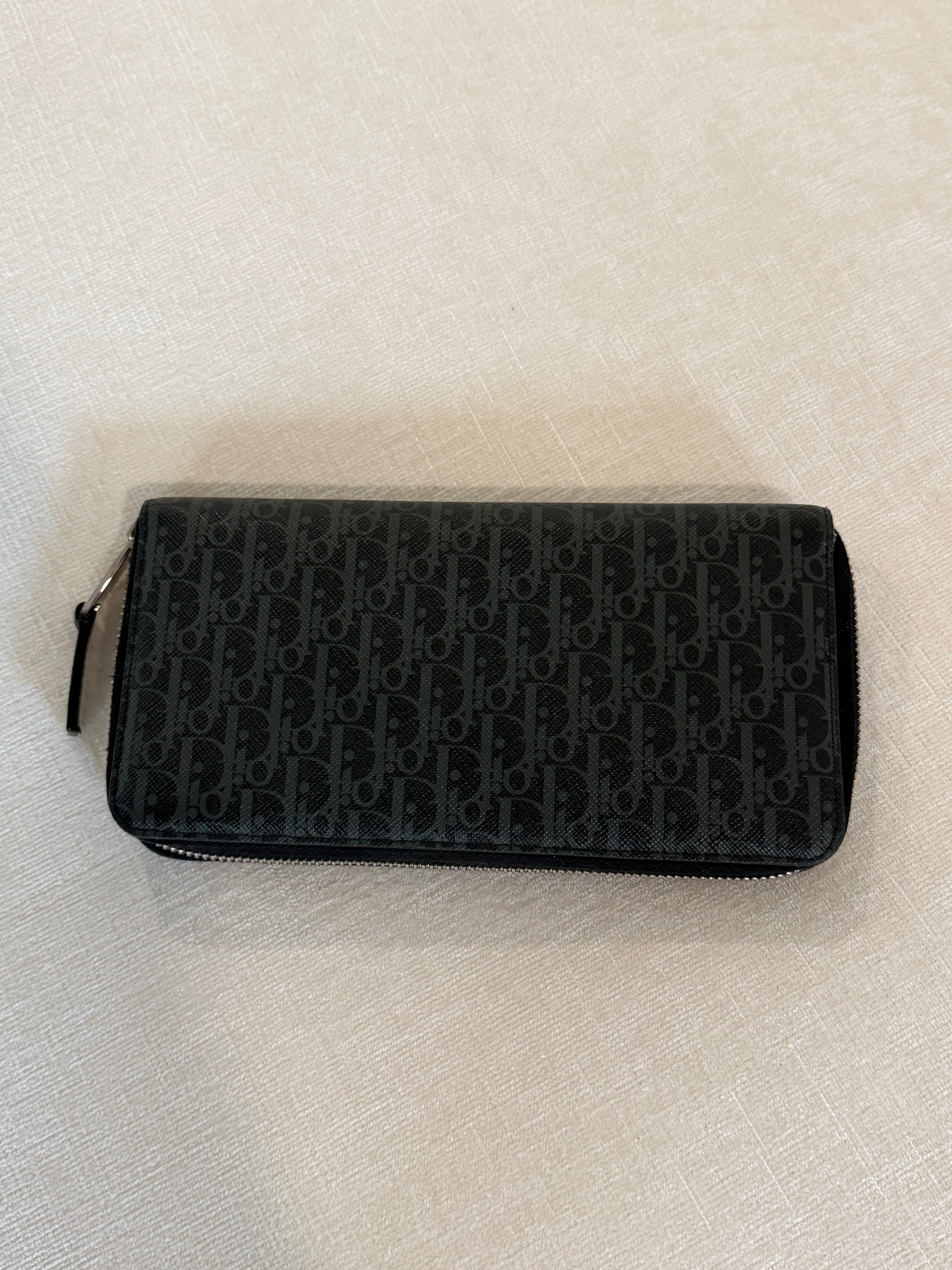 Dior Homme Black Monogram Zip Around Wallet