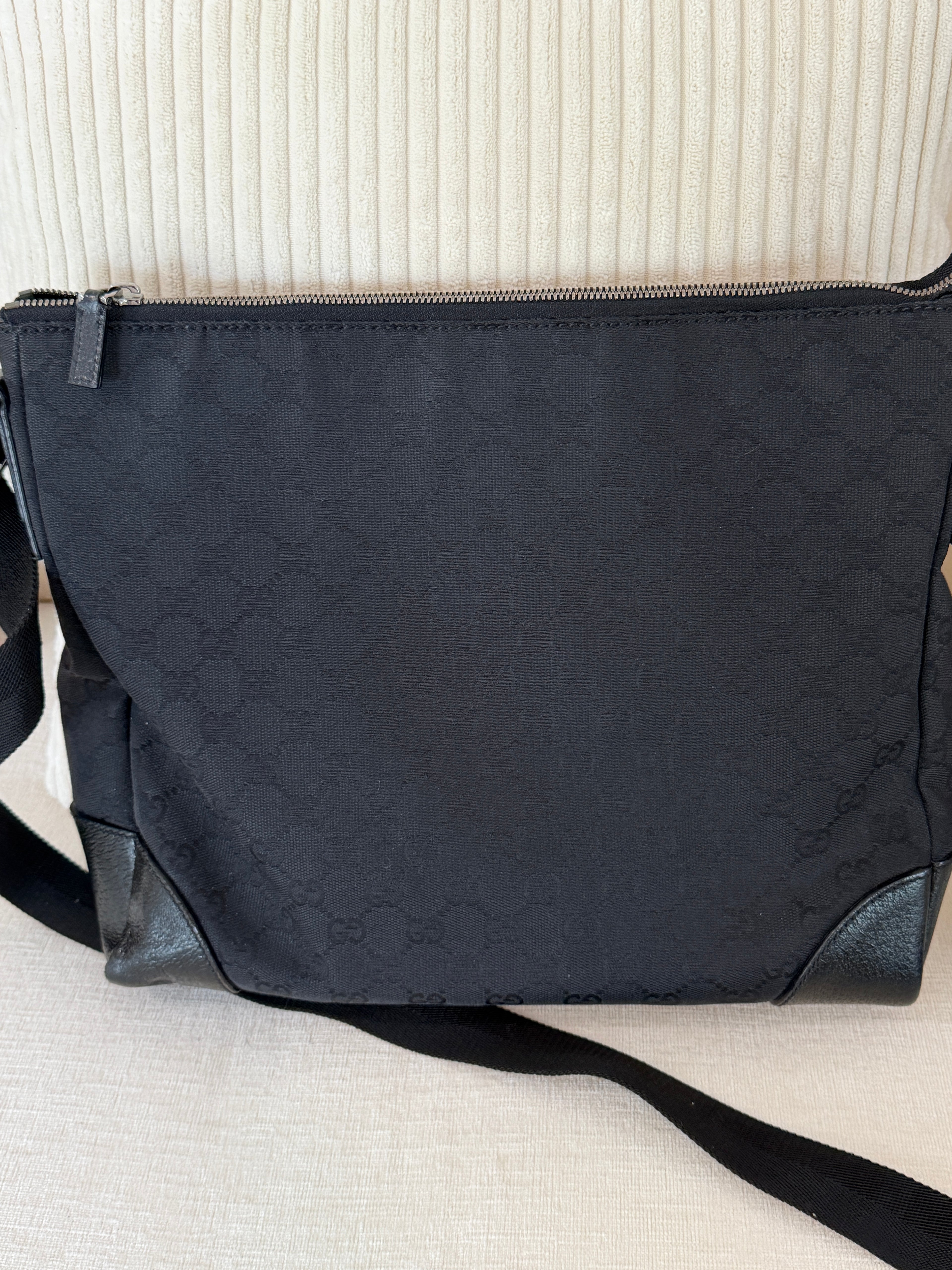 Gucci Black GG Canvas Messenger Bag