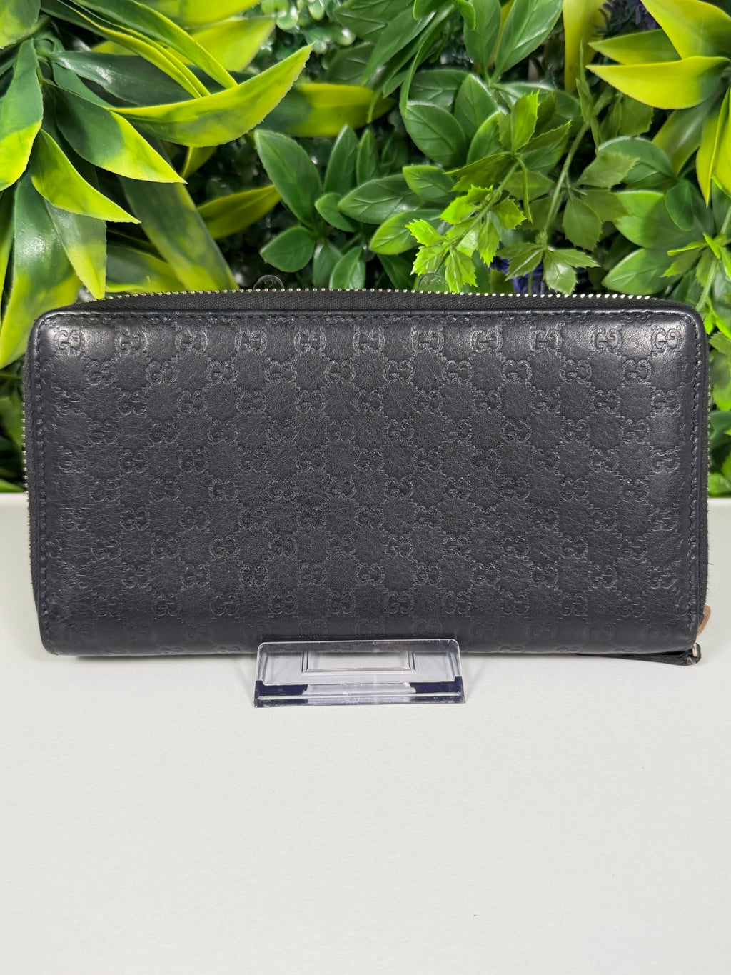 Gucci Pre-Loved Guccissima Bowtie Zippy Wallet