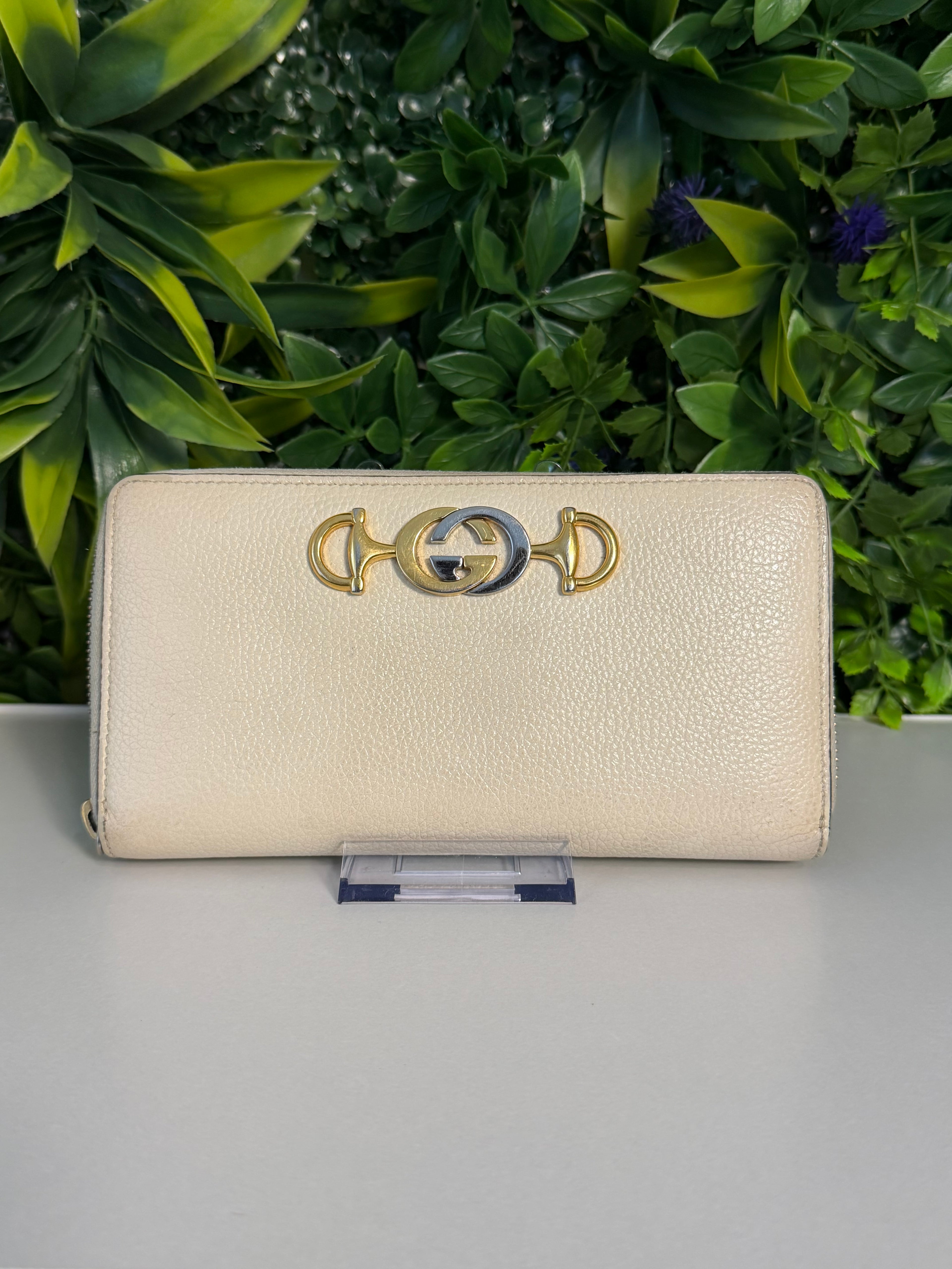 Gucci Pre-Loved Cream Horsebit Long Wallet