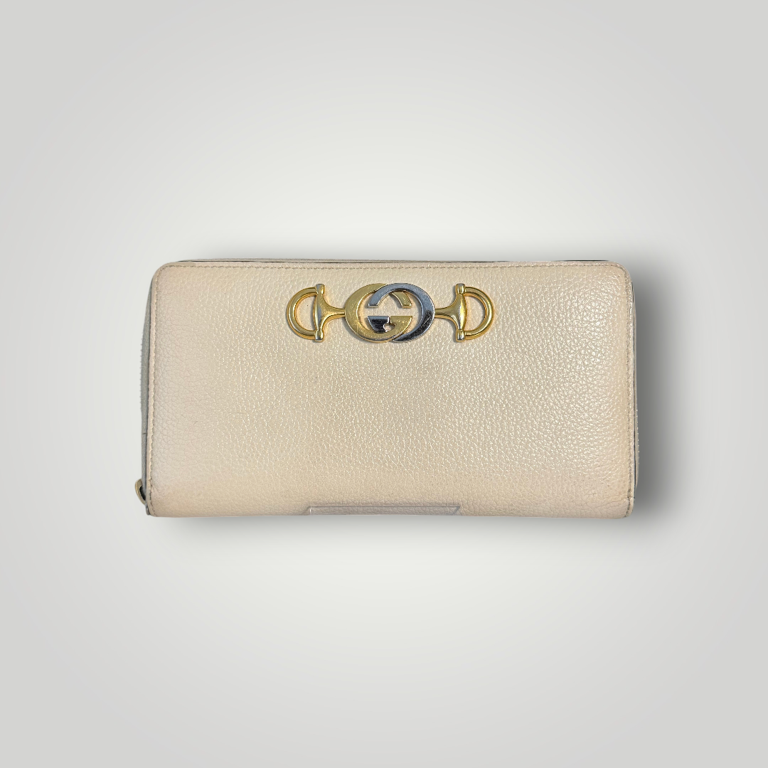 Gucci Pre-Loved Cream Horsebit Long Wallet