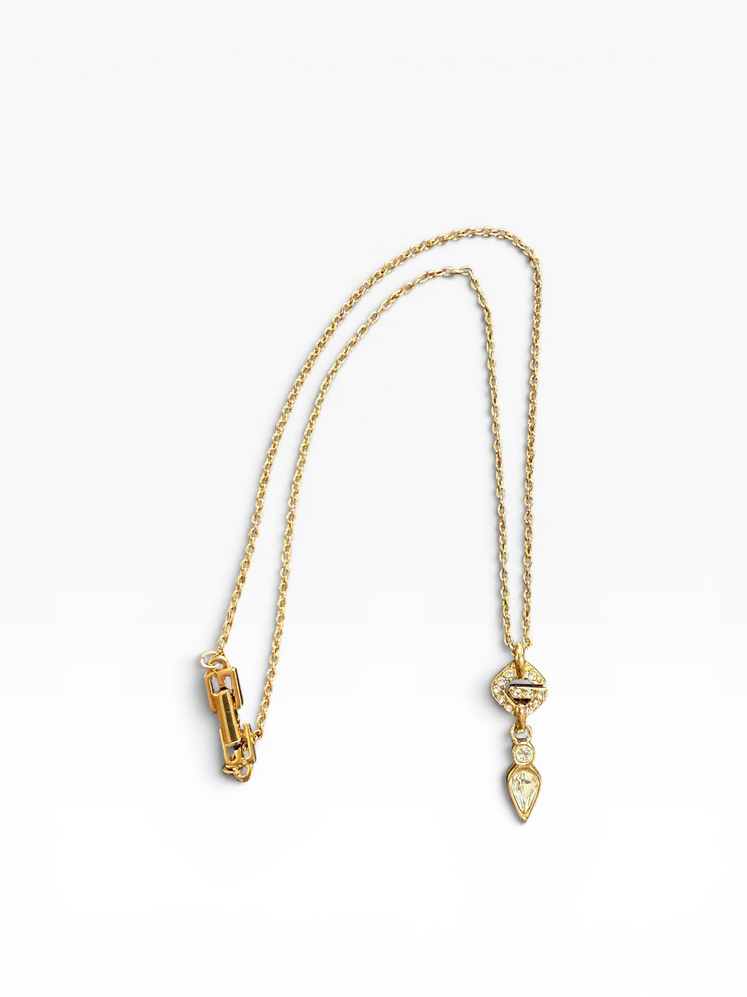 Givenchy Vintage Necklace with Crystal G and Crystal Pendant
