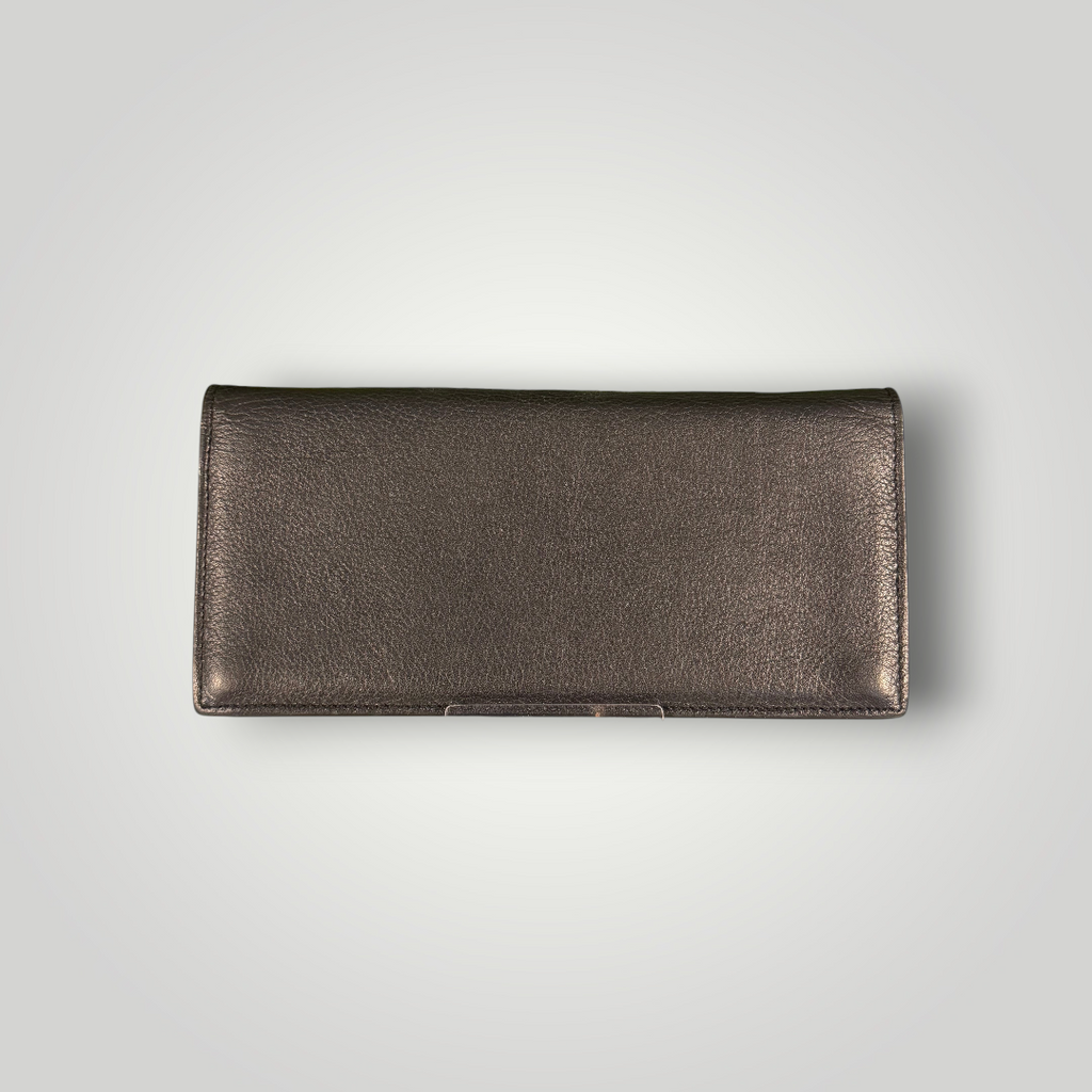 Saint Laurent Pre-Loved Cassandre Flat Wallet in Grained Leather