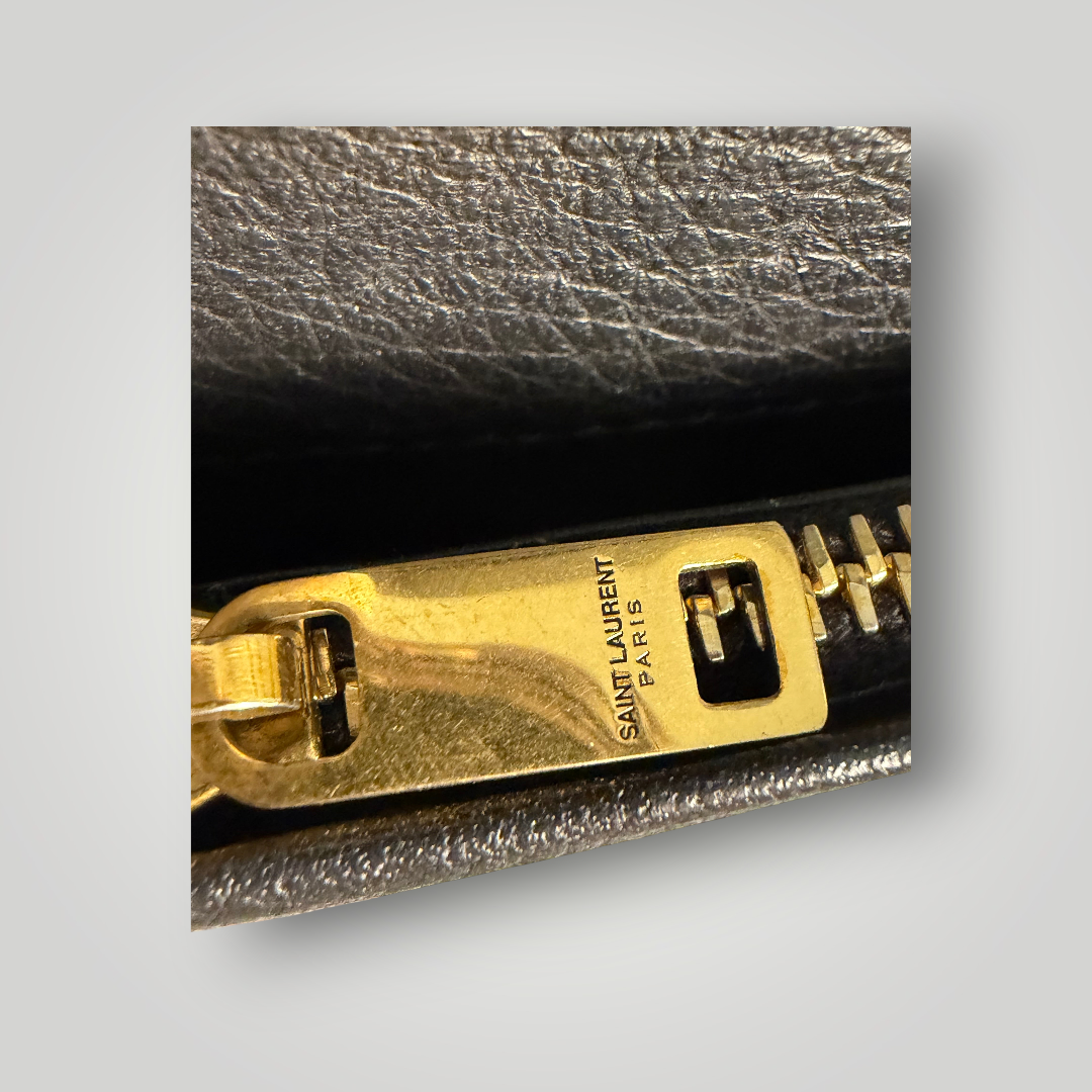 Saint Laurent Pre-Loved Cassandre Flat Wallet in Grained Leather
