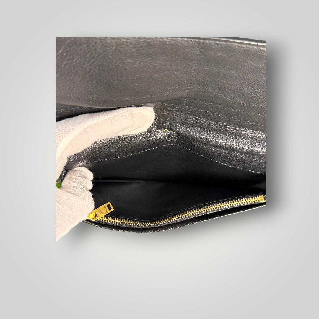 Saint Laurent Pre-Loved Cassandre Flat Wallet in Grained Leather
