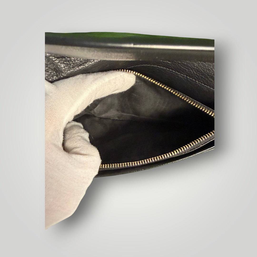 Saint Laurent Pre-Loved Cassandre Flat Wallet in Grained Leather