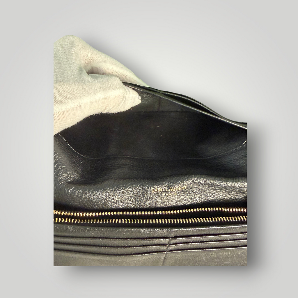 Saint Laurent Pre-Loved Cassandre Flat Wallet in Grained Leather