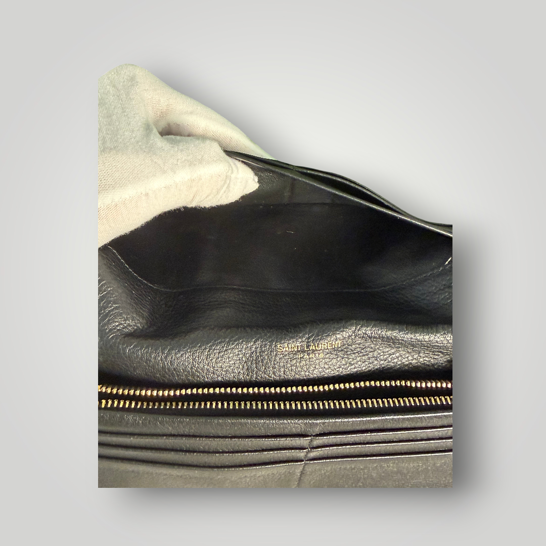 Saint Laurent Pre-Loved Cassandre Flat Wallet in Grained Leather