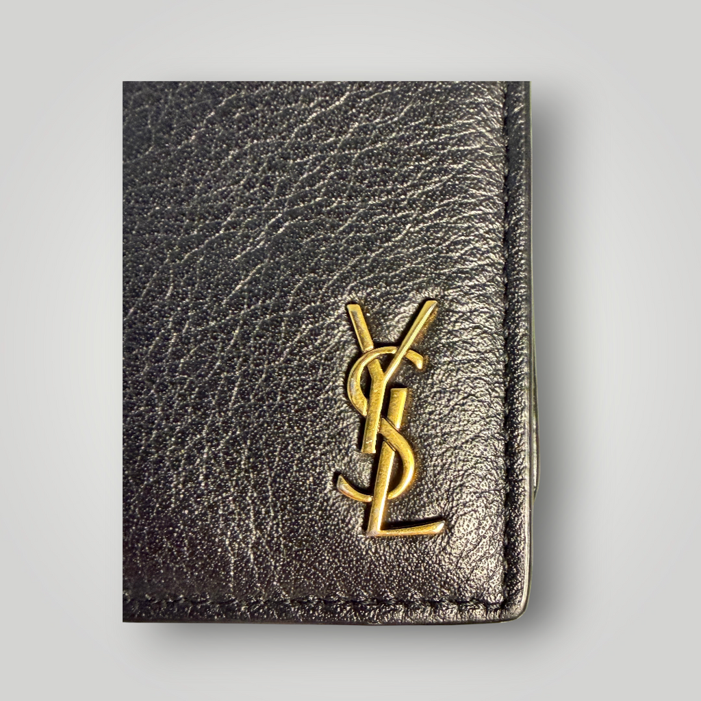 Saint Laurent Pre-Loved Cassandre Flat Wallet in Grained Leather